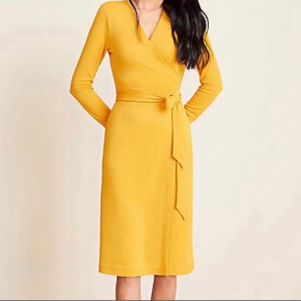 Ann Taylor Yellow Wrap Dress